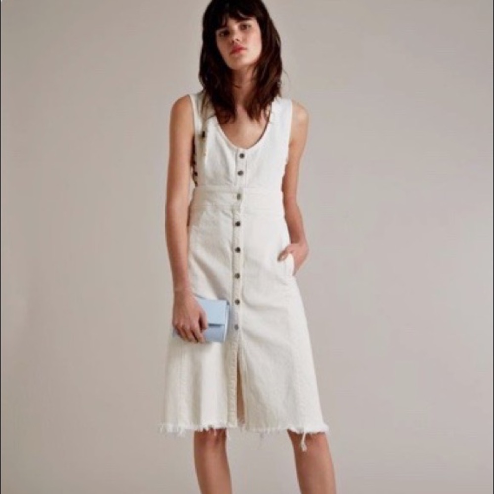 Rachel Comey White Mesita Lace-side Denim Dress in Ivory